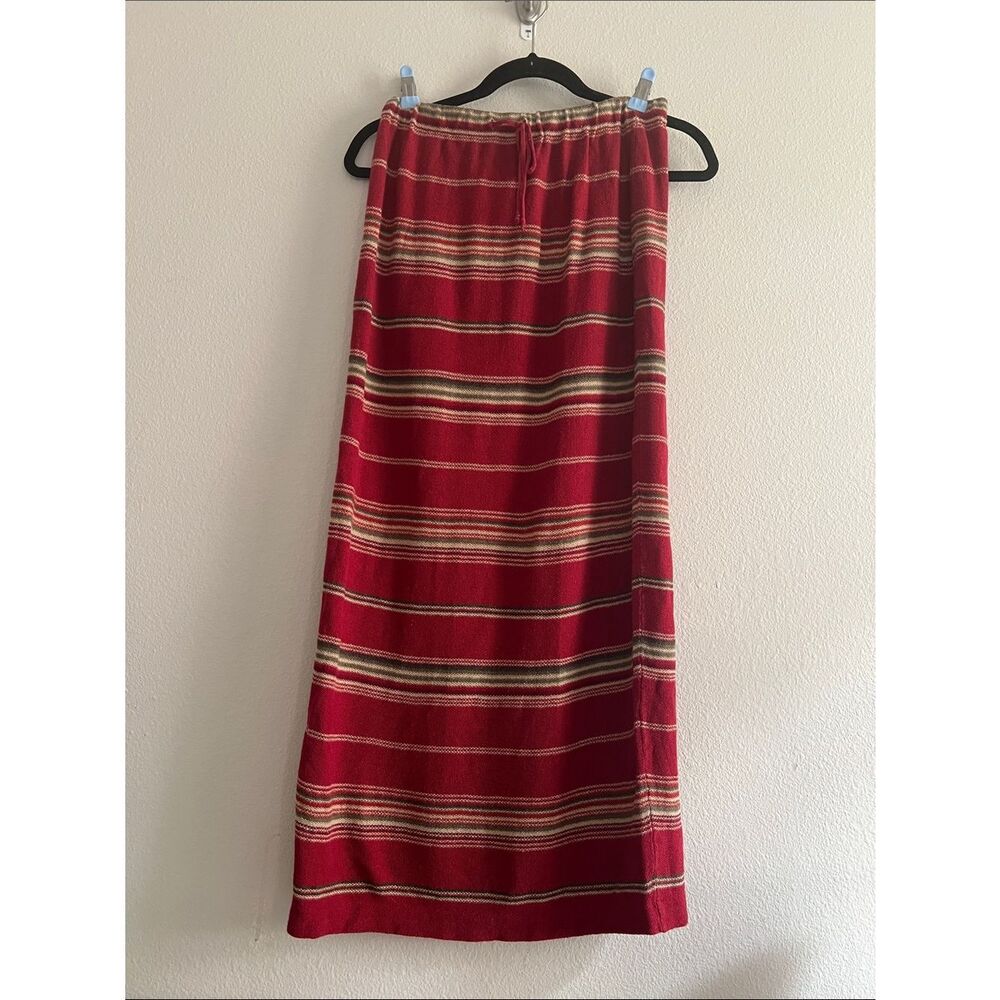 Lauren Ralph Lauren Linen Maxi Skirt Red Southwest Stripe Drawstring Size S